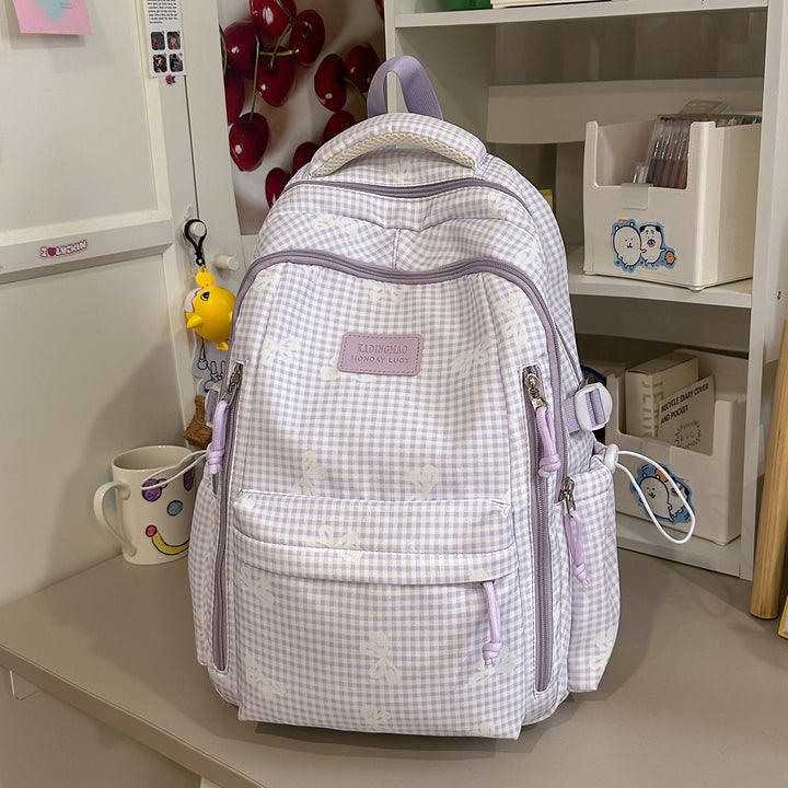 Stilvolle Karierten Druck Legere Rucksack Karnz