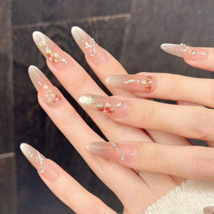 Künstlerische florale Gel Press-On Nägel