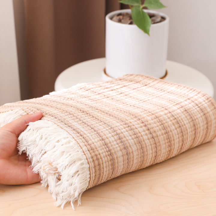 Damen moderne und stilvolle Waffelstruktur Plaid Decke Karnz