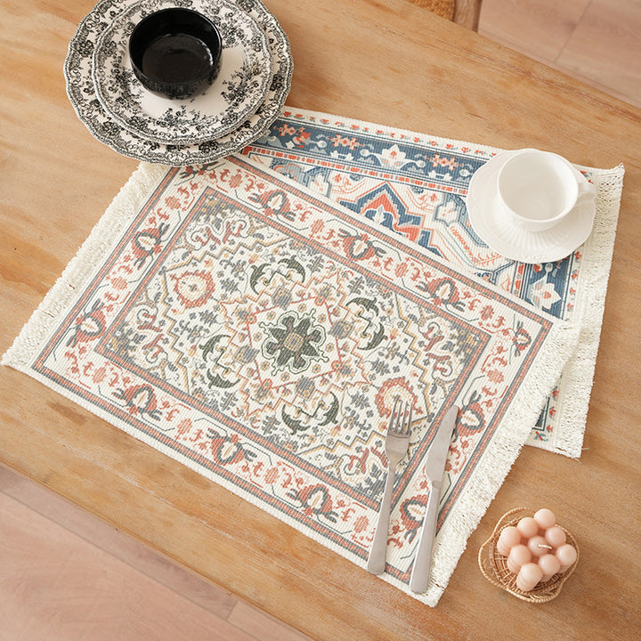 Kurzfloriger dekorativer Badezimmer‑ und Läufer‑Teppich im orientalischen Medaillonstil mit Fransen Karnz