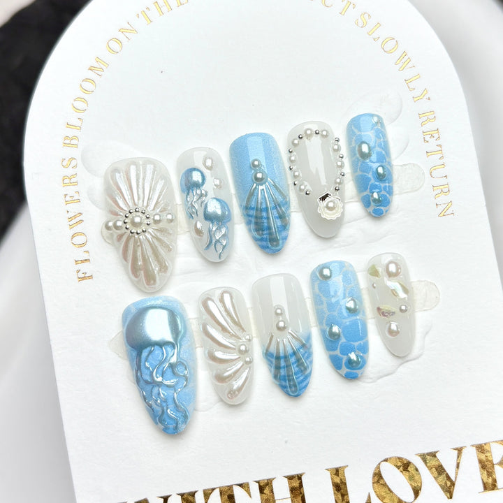 Marine-Themen Press-On Nagel Set