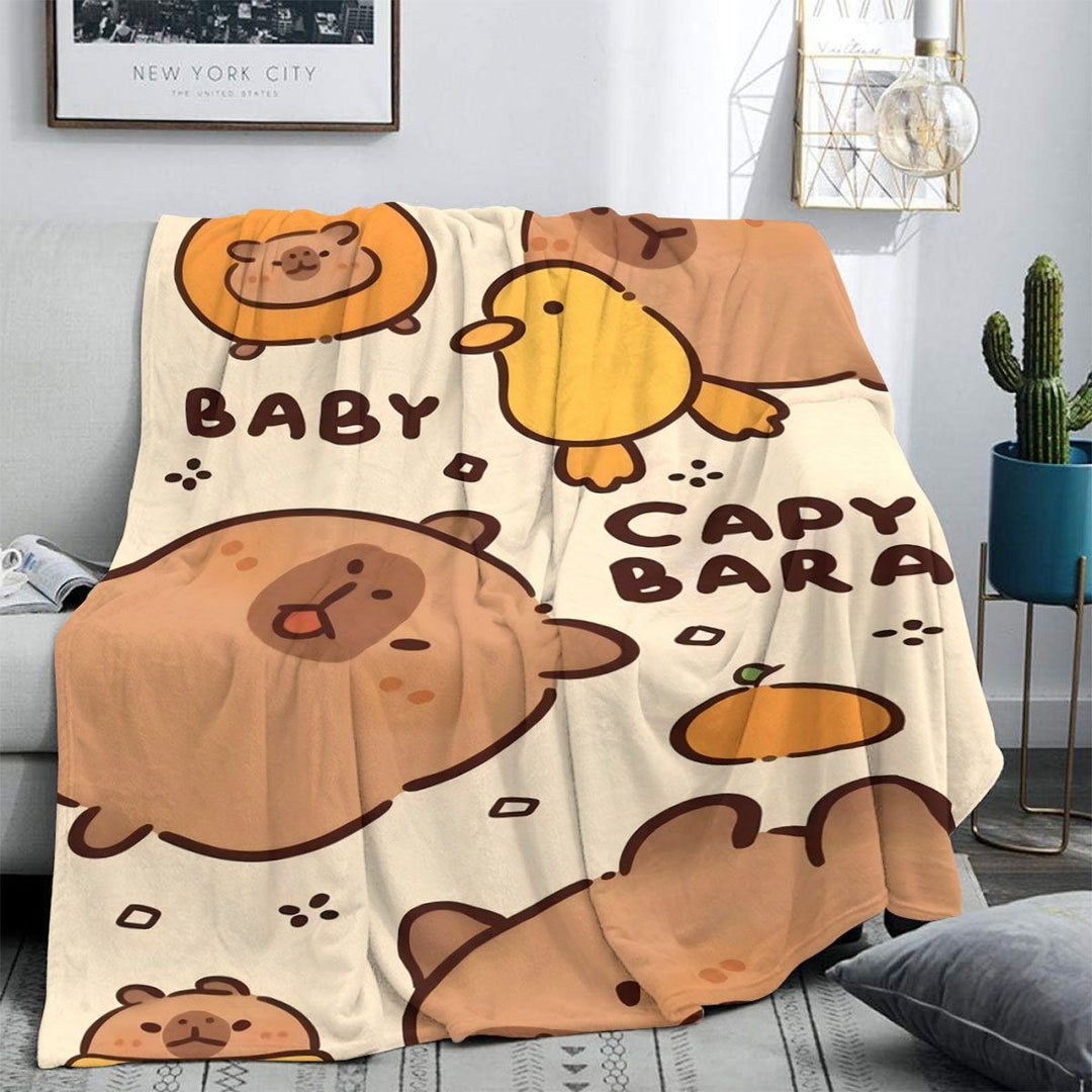 Niedliches Cartoon-Capybara-Themen-Wurfdecke