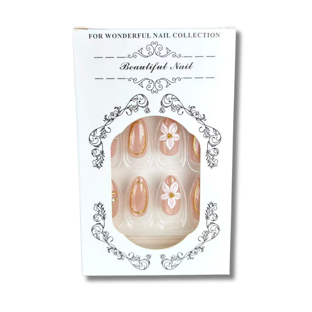 Elegante mit Edelsteinen verzierte Press-On Nagelset