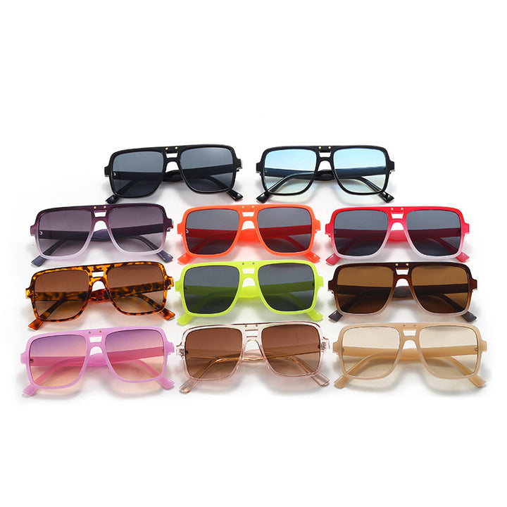 Damen quadratische oversized Sonnenbrille mit modischem transparentem Rahmen Karnz