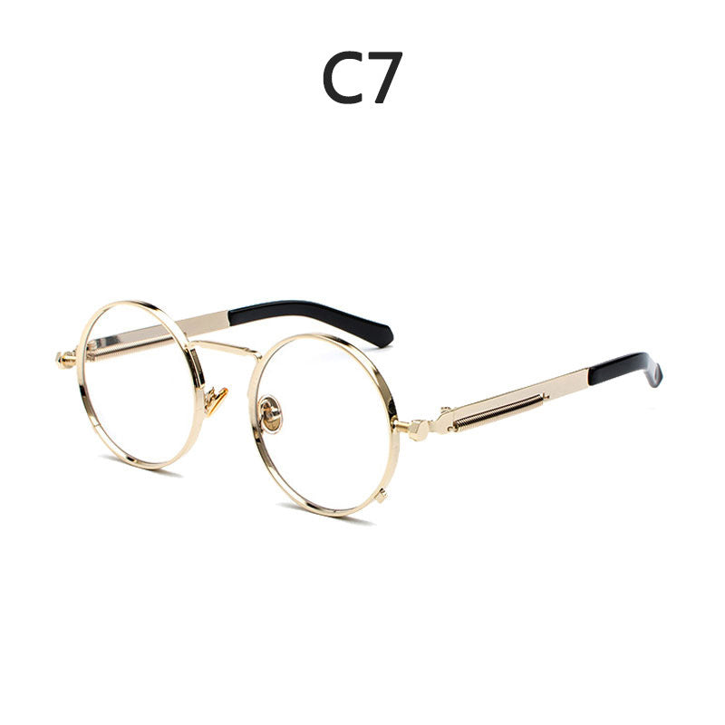 Damen Runde Metall-Sonnenbrille mit verspiegelten Gläsern Karnz