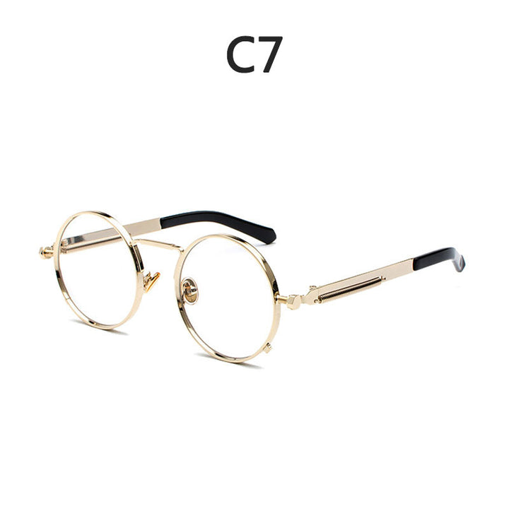 Damen Runde Metall-Sonnenbrille mit verspiegelten Gläsern Karnz