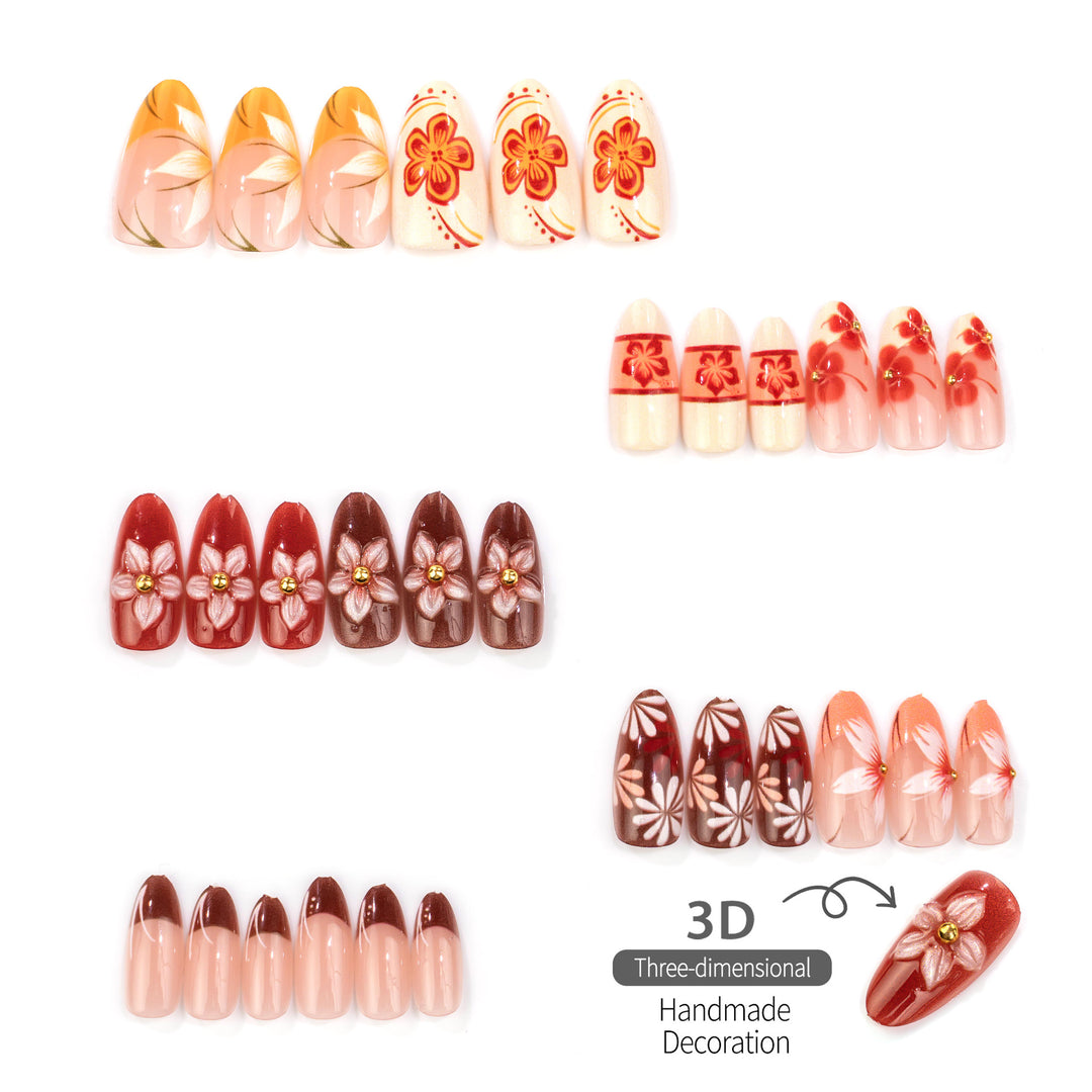 Floral Herbst-Themen Druck-Nagelkunst-Set