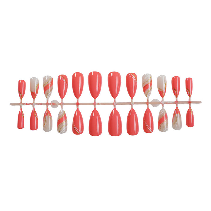Premium Gel Press-On Nagelset mit eleganten Wirbeln und schimmernden Akzenten Karnz