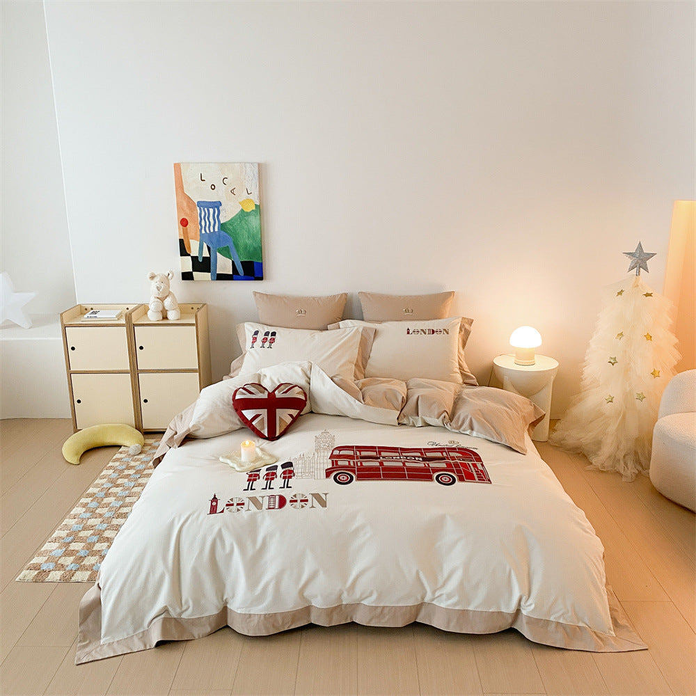 Kinder-Reise-theme Baumwoll-Percale Bettbezug Set