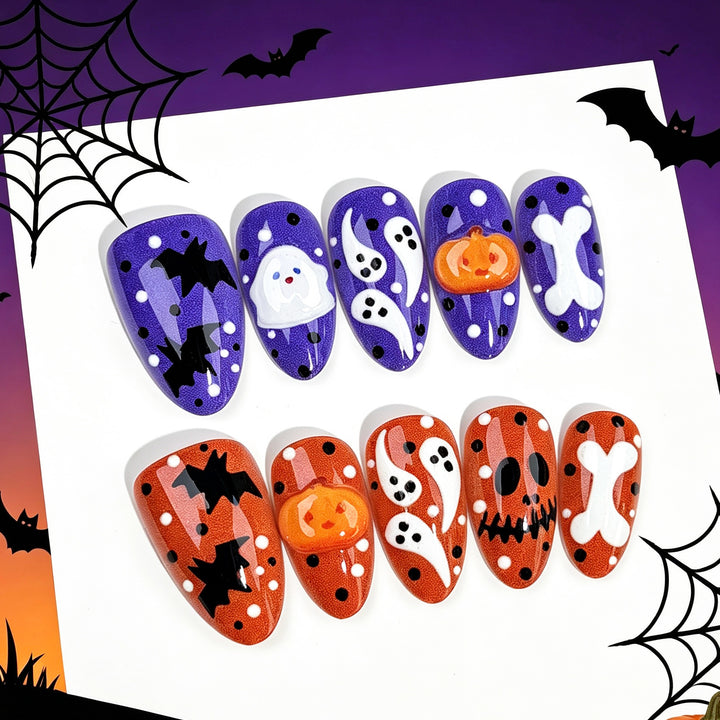 Festliches Halloween-Themen Press-On Nagelkunstset