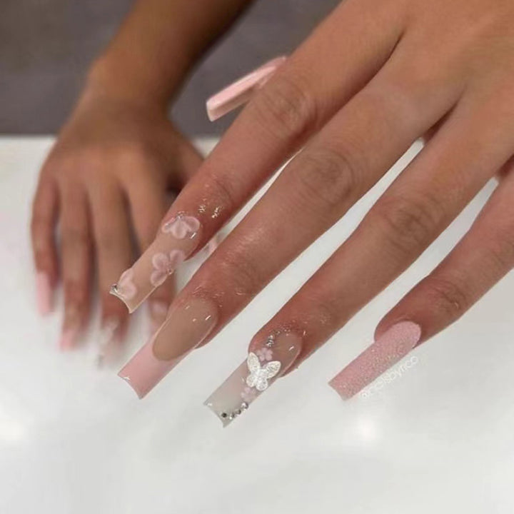 Künstlerisches Press-On-Nagelset mit Tierdruck