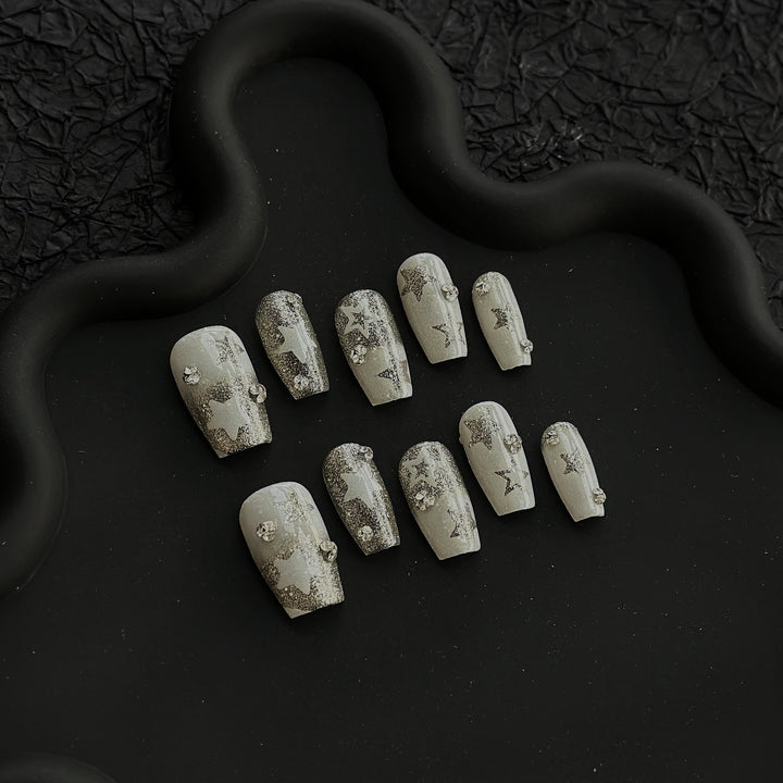 Glamouröse Stern-beschmückte Press-On Nagelset