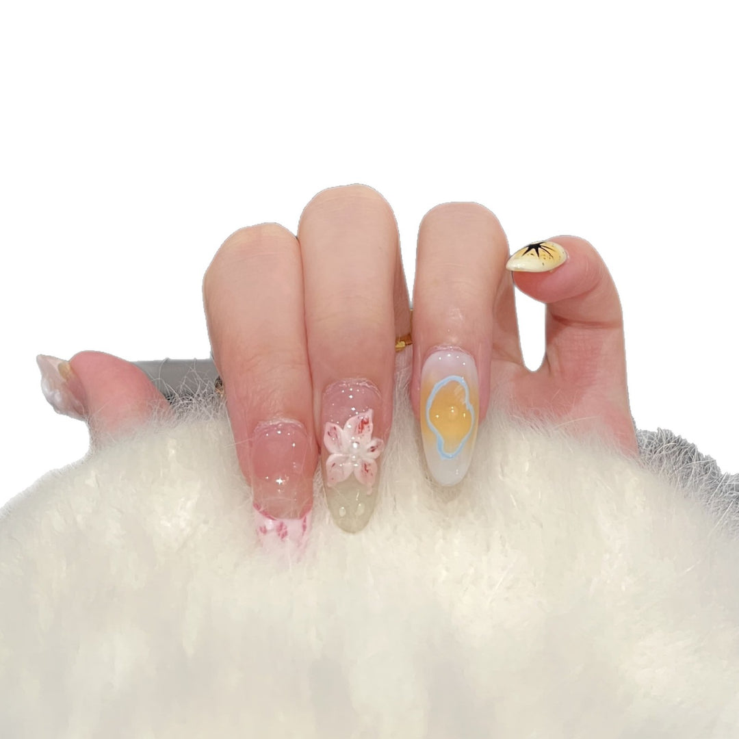 Künstlerisches Floral Press-On Nagelkunst Set Karnz