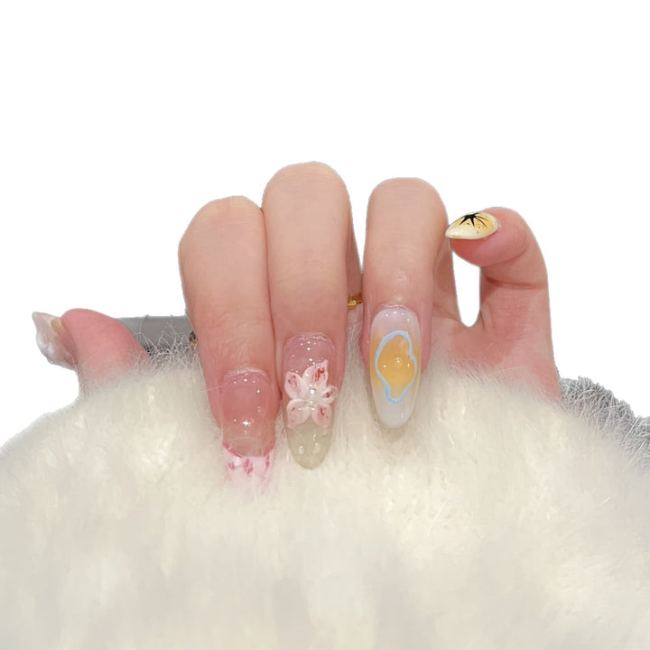 Künstlerisches Floral Press-On Nagelkunst Set Karnz