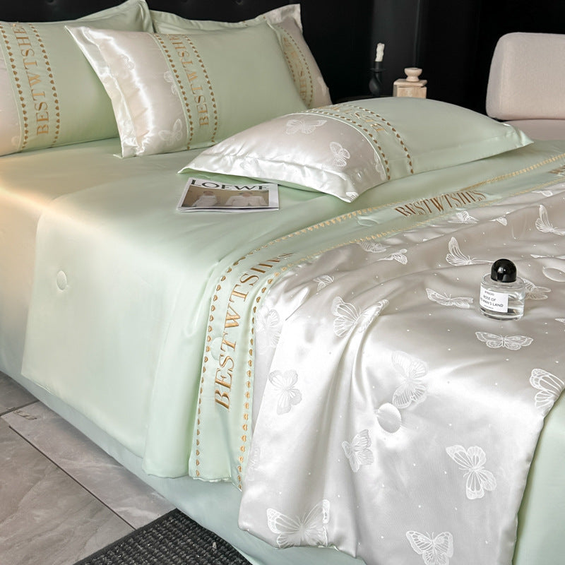 Satin Blumenmuster Bettwäsche Set
