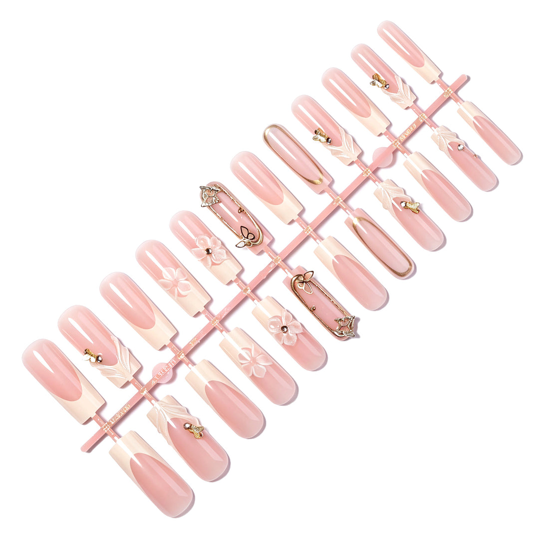 Künstlerisches 3D-Blumen-Press-On-Nagelkunst-Set Karnz