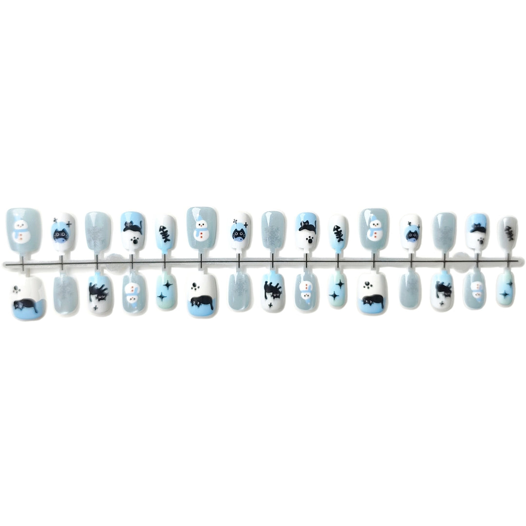 Thematisches Press-On Nagelkunstset mit Winterillustrationen