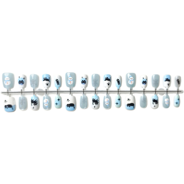 Thematisches Press-On Nagelkunstset mit Winterillustrationen