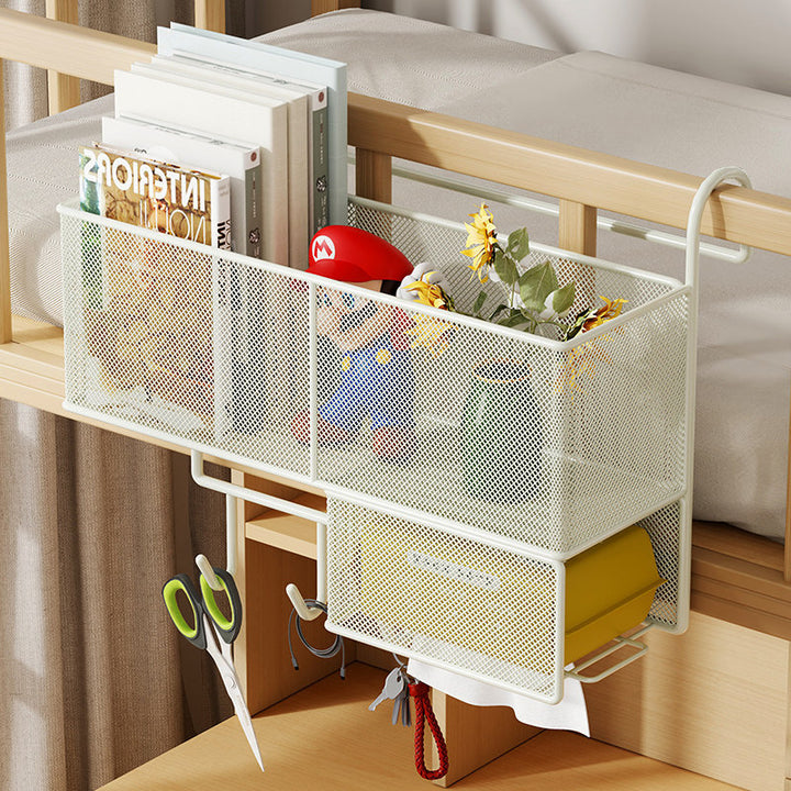 Loft-Bett Unter-Schienengitter Metal Mesh Organizer mit Taschentuchboxschublade und Mehrfachhaken