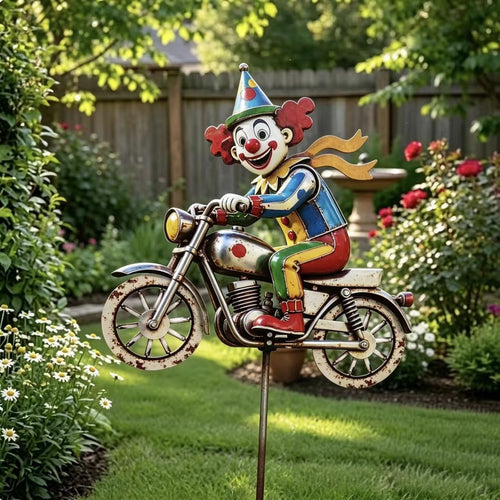 Garten Dekor Clown auf Motorrad Karnz