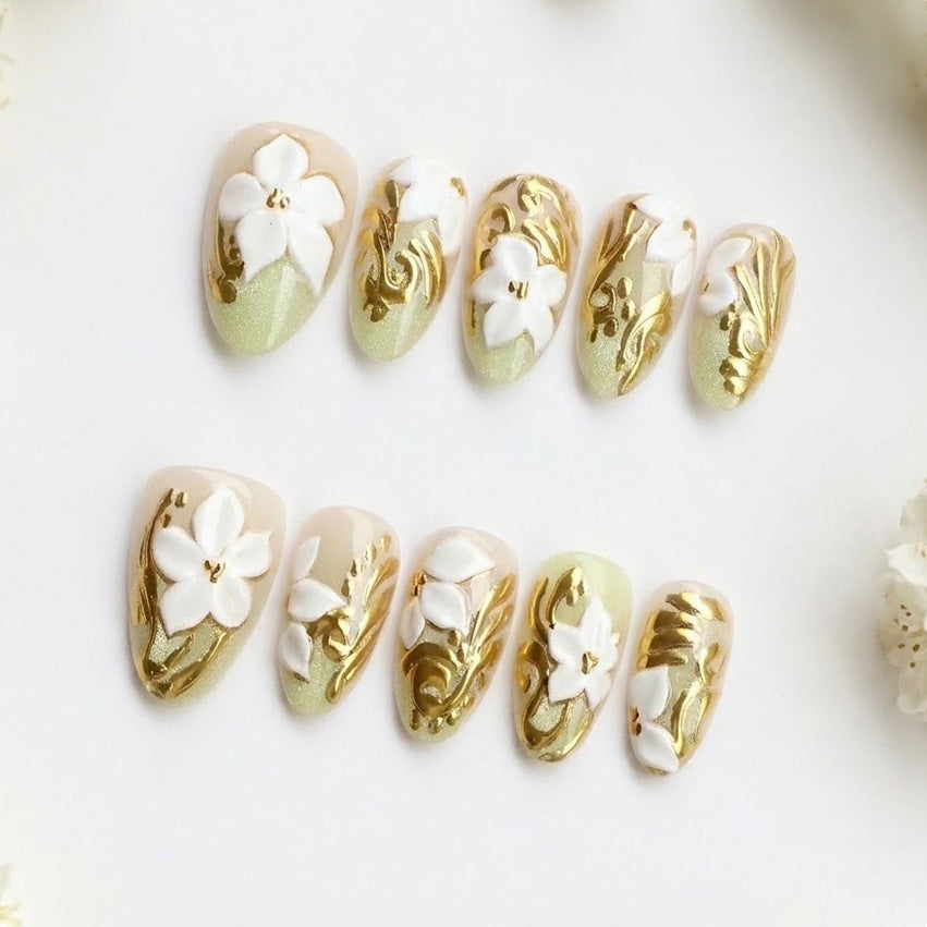 Dekorativer floral press-on Nagelset Karnz 1788497824