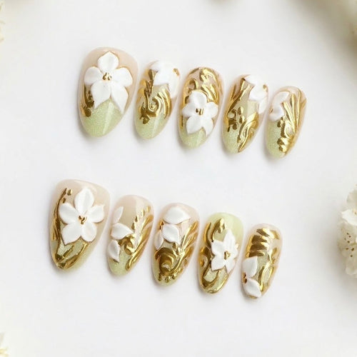 Dekorativer floral press-on Nagelset Karnz 1788497824