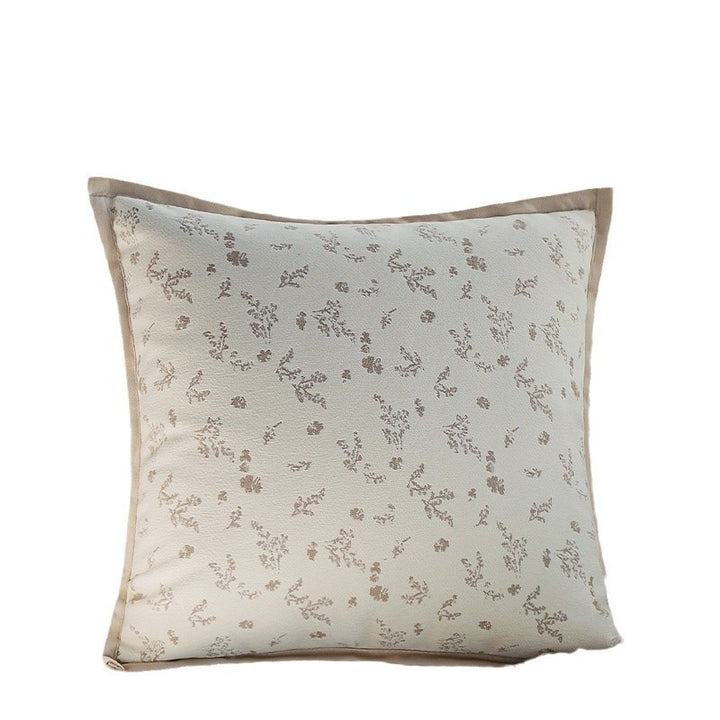 Dekorativer Zierkissenbezug mit floraler Jacquard-Struktur und Samt-Borte Karnz