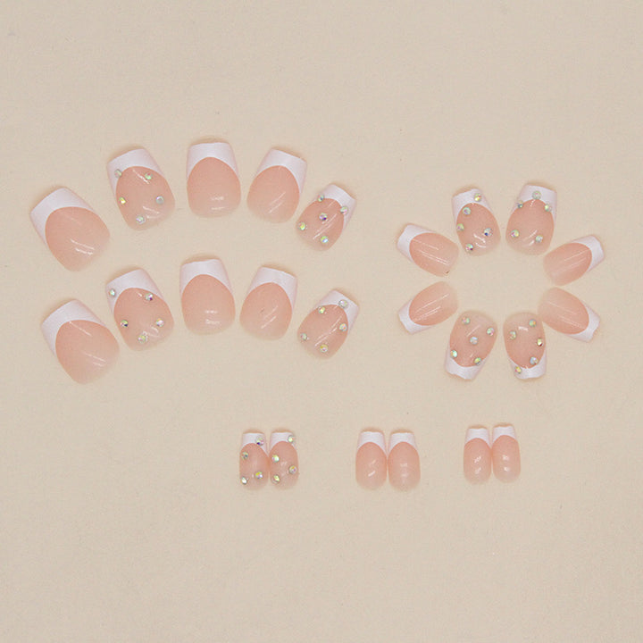 Elegante Strass Französische Spitze Nagelkunst Karnz