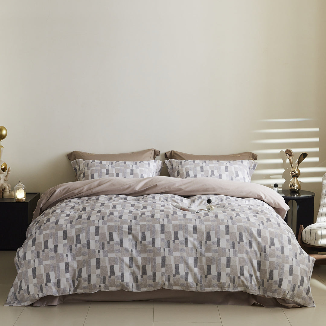 Ombre gestreiftes Baumwollsatin Bettbezug-Set