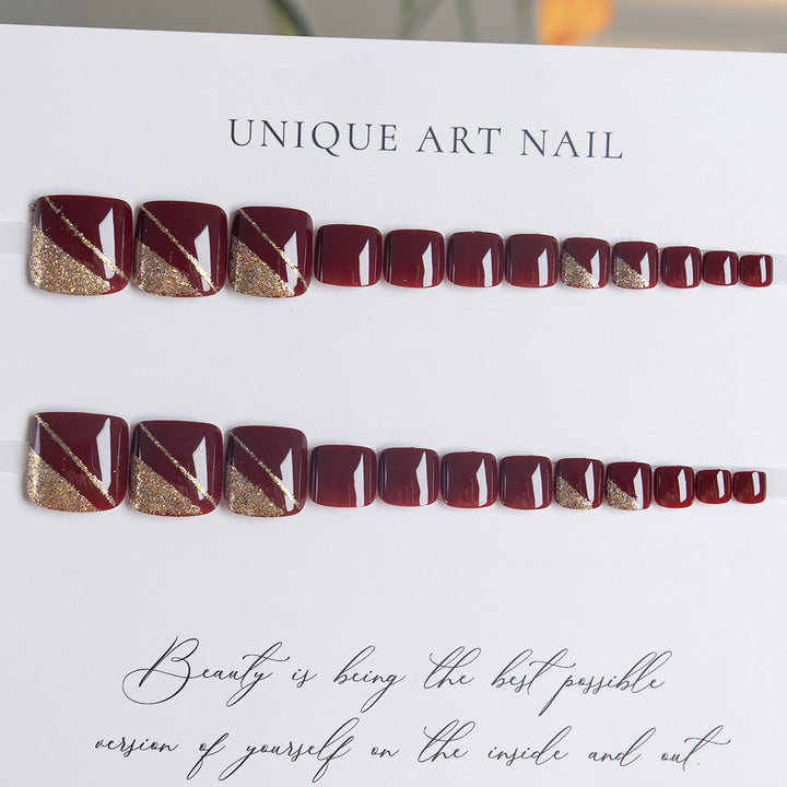 Elegante Glitzernde Pediküre Nagelkunst