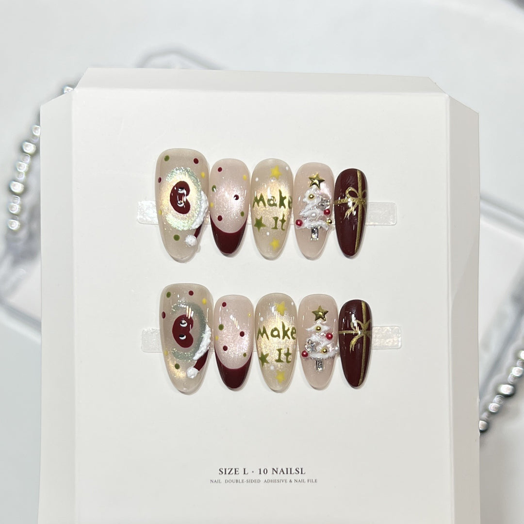Glitzerndes Press-On Nagelkunst-Set mit Schneeflocken-Design Karnz