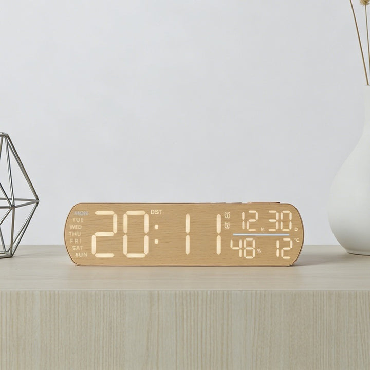 Digitaler Wecker mit Holzoptik und Temperaturanzeige Karnz