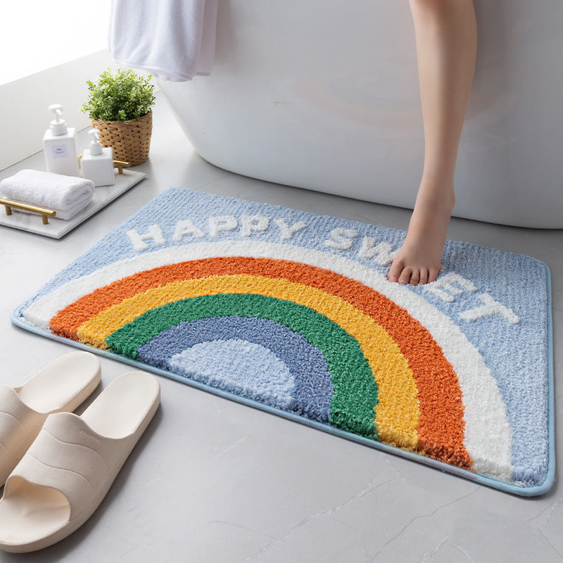 Fröhliche Regenbogen-Badmatte