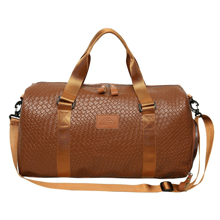 Elegante Woven Leather Duffle Bag