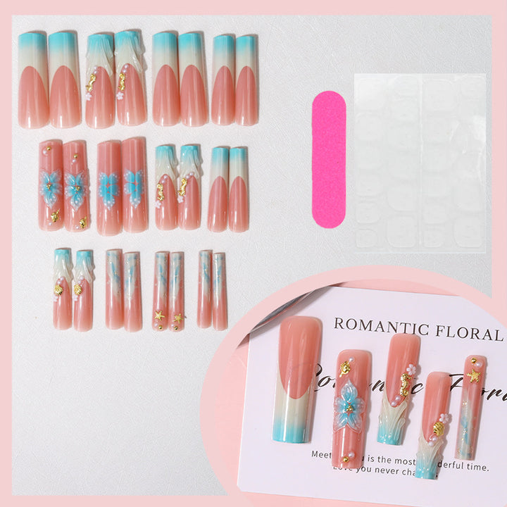 Florale dekorative Press-On Nagel Set Karnz