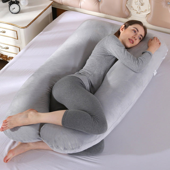 ergonomisches U-förmiges Ganzkörper-Schwangerschaftskissen mit abnehmbarem waschbarem Veloursbezug und verstellbarem Innenteil Karnz