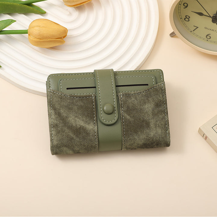 Texturiertes Multi-Topf-Snap-Verschluss-Wallet Karnz
