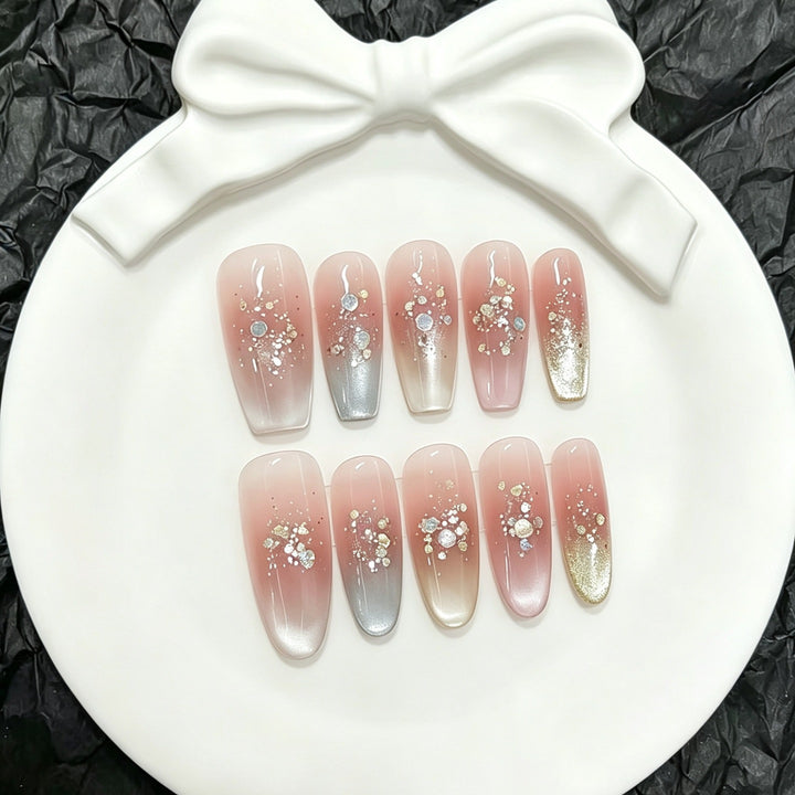Premium Floral Ombre Press-On Nail Set