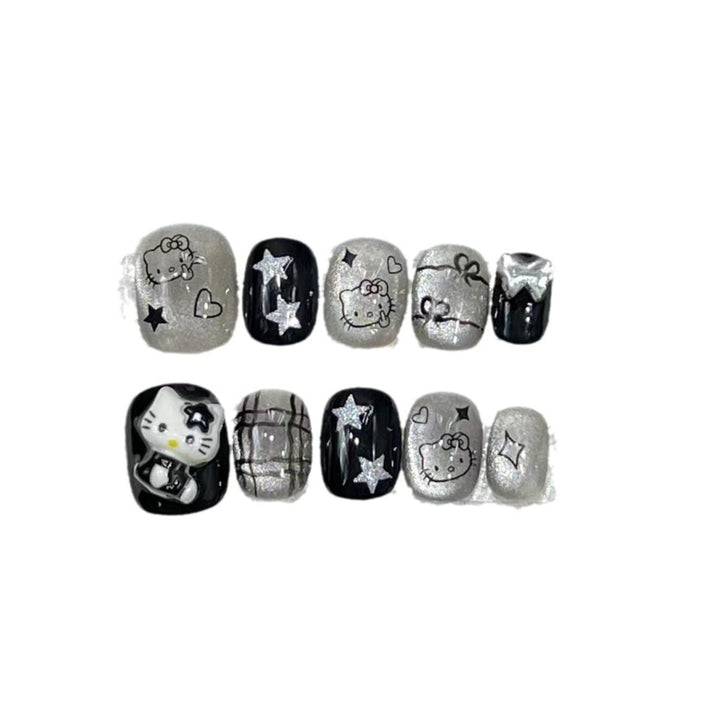 Spaß und verspieltes Press-On Nail Set mit Cartoon-Accents Karnz
