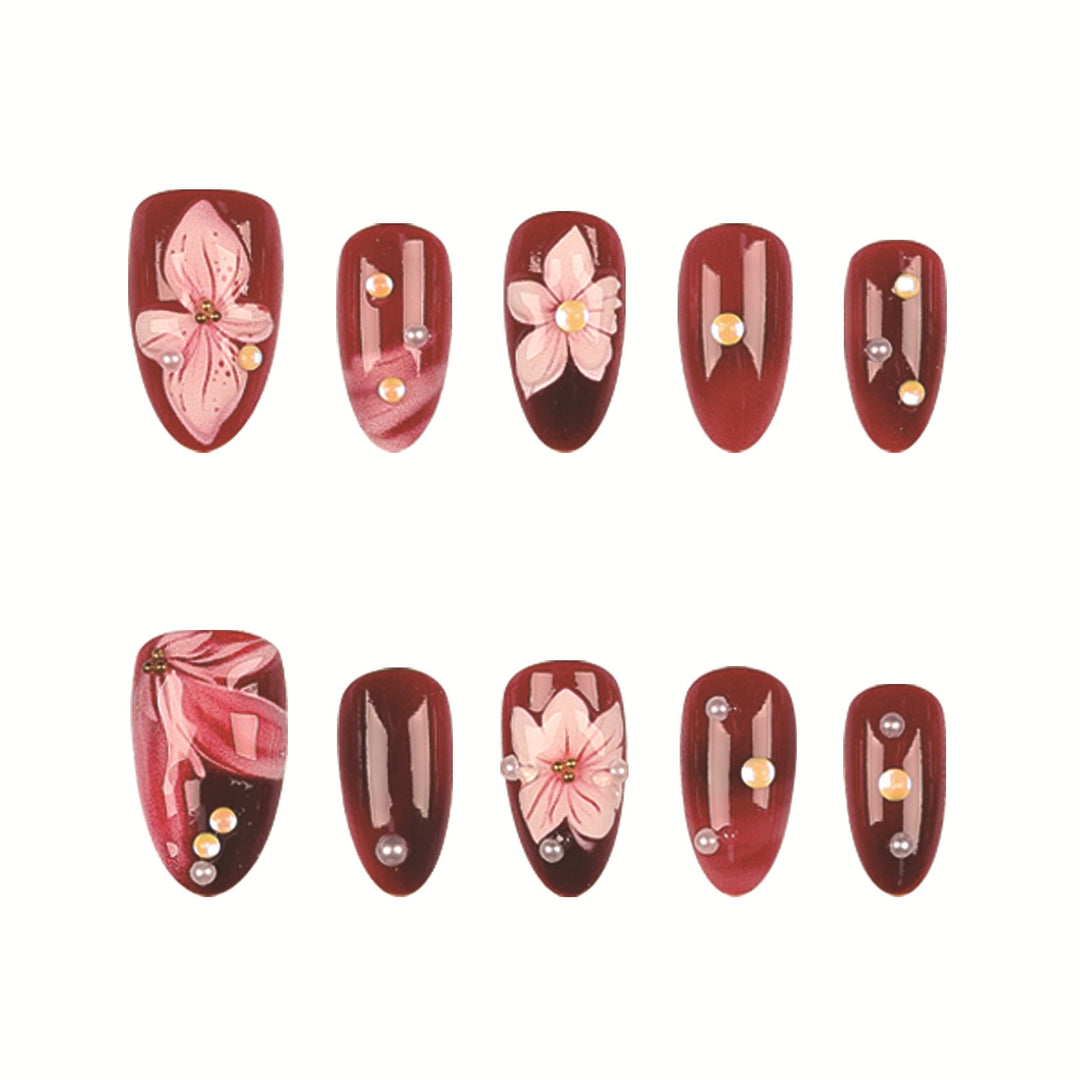 Elegante florale Acryl-Nagelspitzen-Set