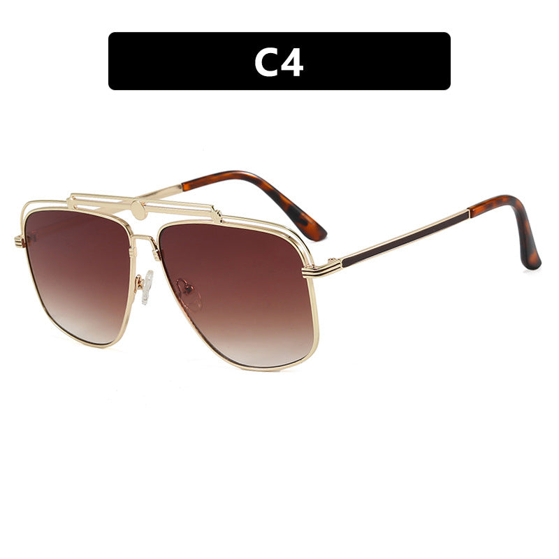 Damen elegante quadratische Sonnenbrille mit goldenen Akzenten Karnz