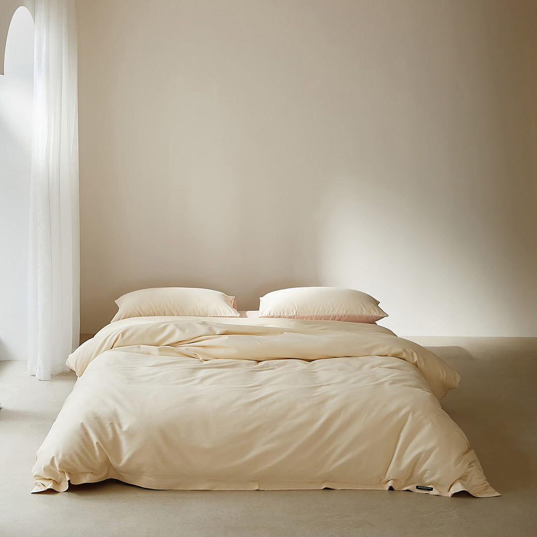 Baumwoll-Bettwäsche-Garnitur mit Satin-Finish und Reißverschluss