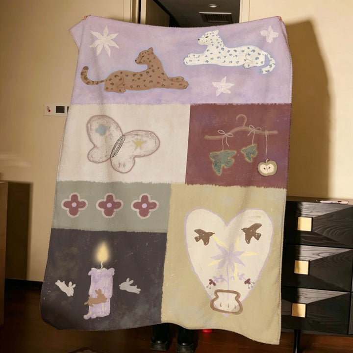 Künstlerische Patchwork-Fleece-Decke