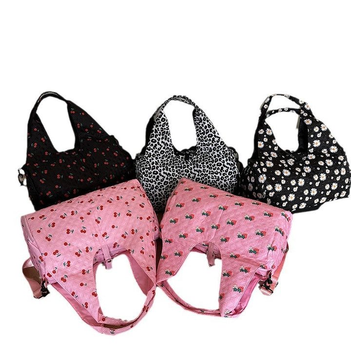 Blumenmuster gesteppte Schultertasche Karnz
