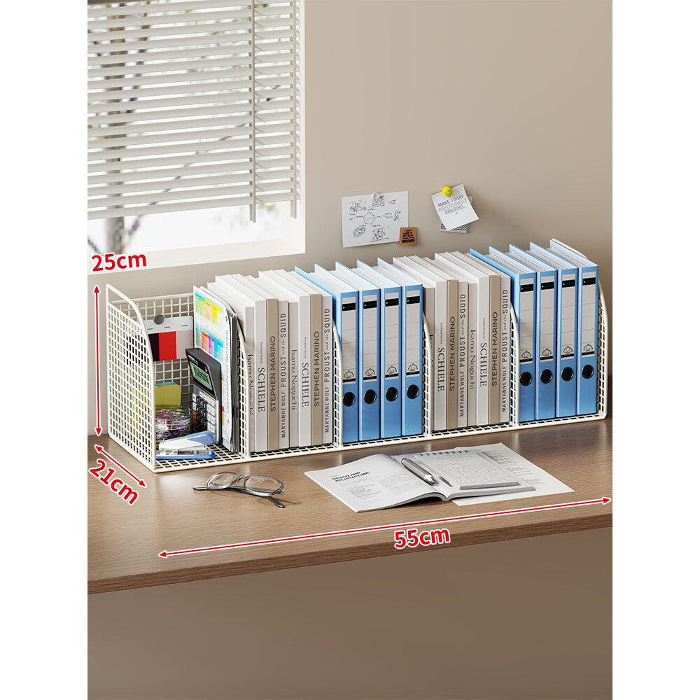 Langer Multi-Slot Desktop-Datei- und Ordner-Organizer mit Stift- und Zubehörhalter