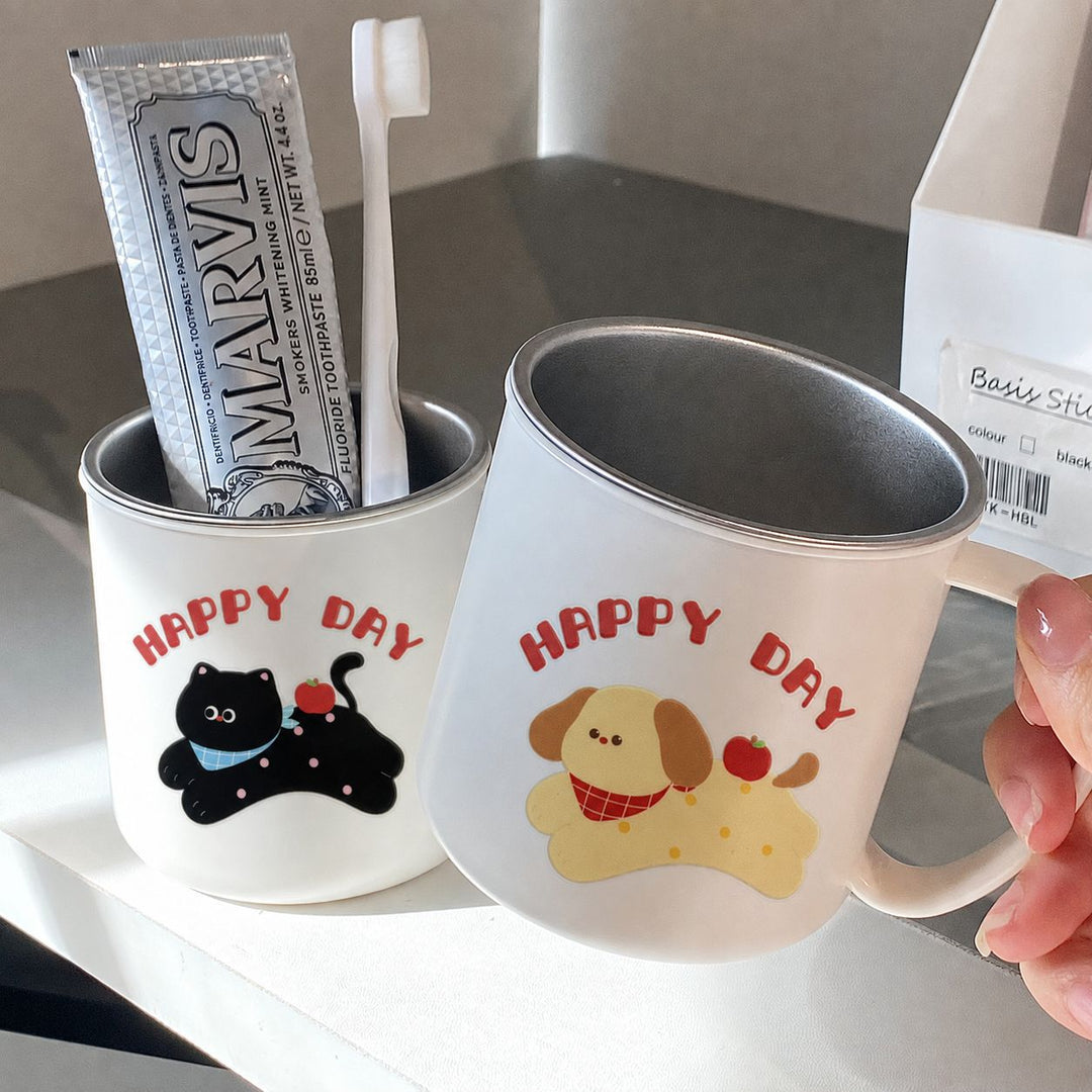 Keramiktasse mit Verspieltem Katzenmotiv und Fröhlichem Schriftzug Karnz