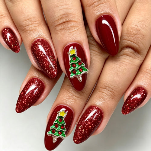 Kunstnägel mit Festlichem Weihnachtsmotiv Karnz