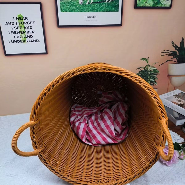 Unisex Robuster Aufbewahrungskorb aus geflochtenem Rattan Karnz