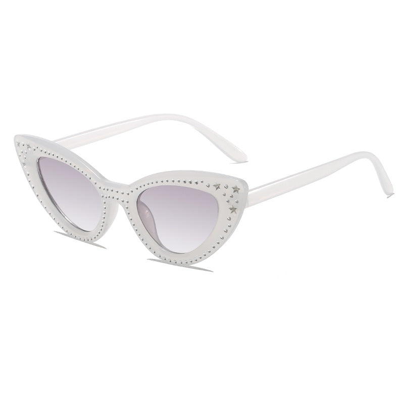 Glamouröse mit Strass verziertes Katzenaugen-Sonnenbrille Karnz
