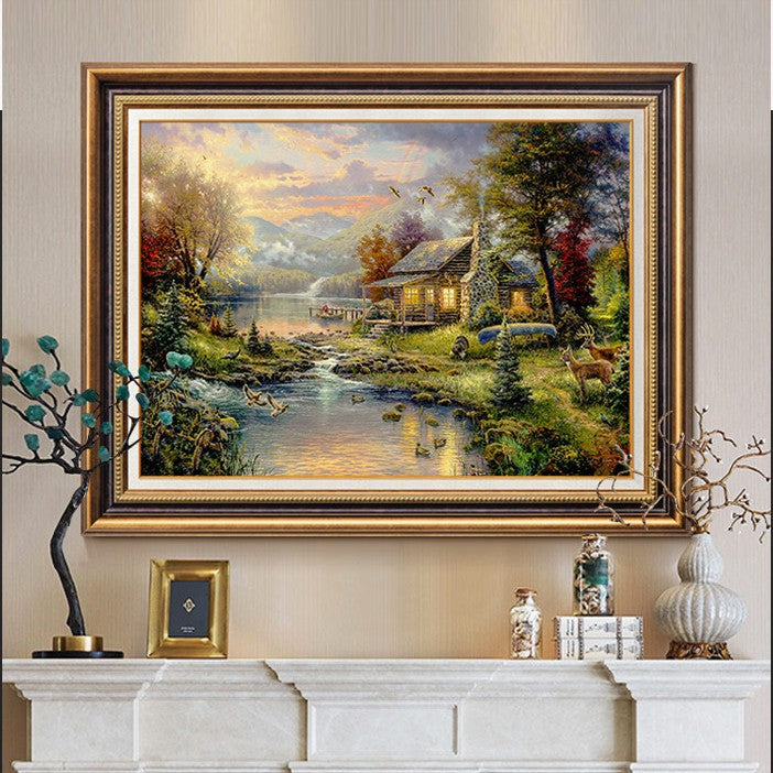 Eingefasstes Malerisches Landschaftsbild Kunstwerk
